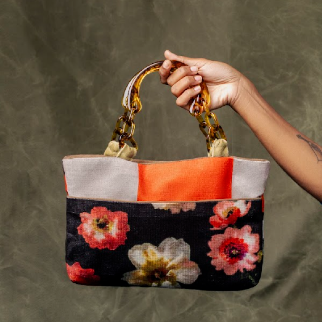 Bolsa "Flores de Outono" com Alça Tartaruga